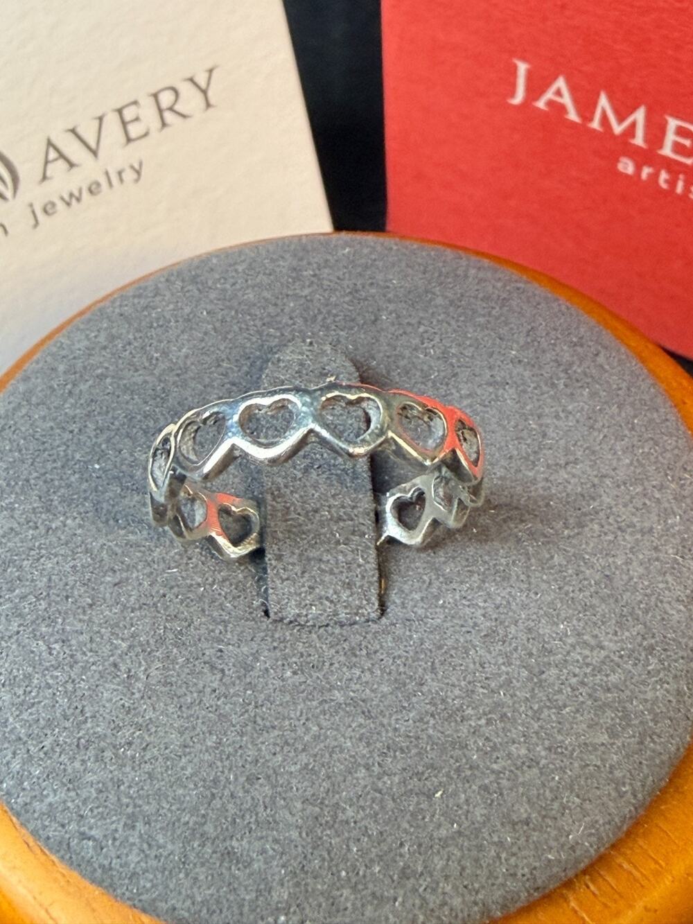 James Avery Sterling Tiny Hearts Band Ring Size 6.5-6.75